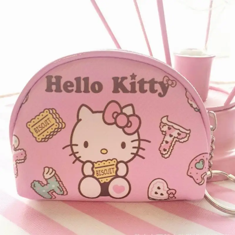 Hello kitty холщовый ручной кошелек для монет и кошелек, чехол, сумка; карманная цепочка для ключей, женская сумка-держатель для макияжа