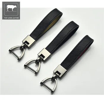 

high quality Top layer cowhide car keychain horseshoe buckle pendant for all car remote All Car Key Accessories Fashion key ring