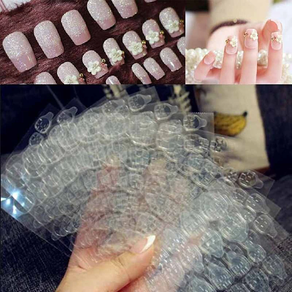 24Pcs Double Sided Adhesive Glue Tapes Nail Art Tabs Clear Manicure for Fake Tip False Nails Make up Supplies