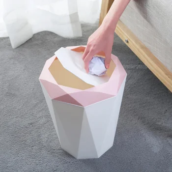 

Swing Lid Trash Can Household Trash Can Flip Cover Design Simple Fashion For Kitchen Living Room Office