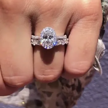 

925 Sliver Sterling Diamond Ring for Women Full Drilled White Topaz Bizuteria Anillos Gemstone Sliver S925 Jewelry Diamond Rings