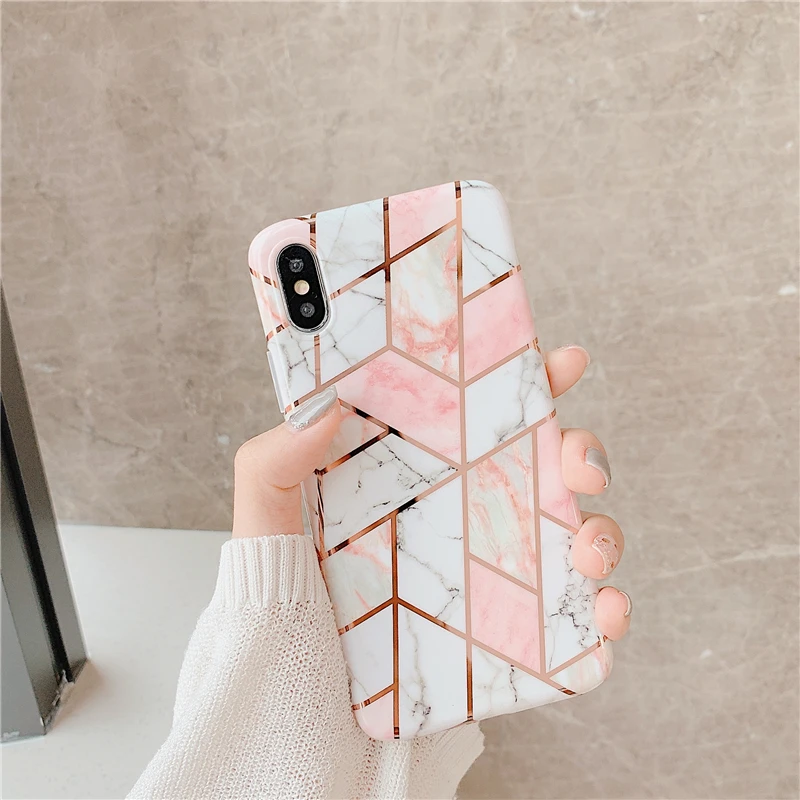 

Ottwn Irregular Marble Phone Cases For iphone 8 7 6 6S X XR XS Max Soft Silicone Electroplate Phone Back Cases Cover Shells
