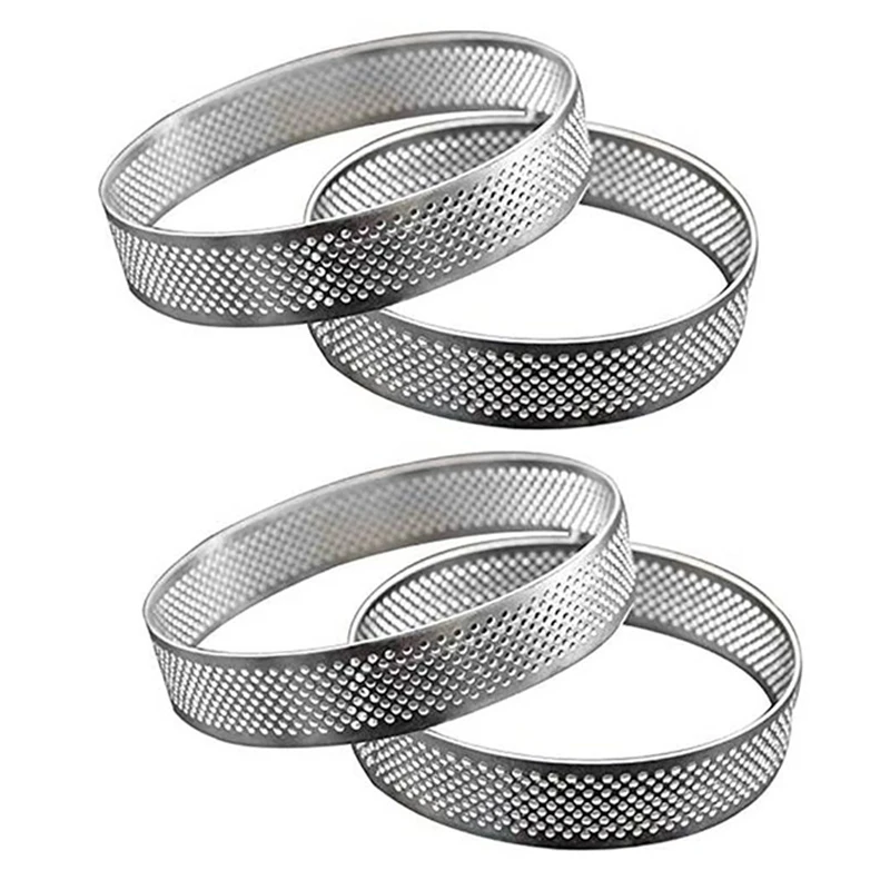 

Circular Stainless Steel Porous Tart Ring Bottom Tower Pie Cake Mould Baking ToolsHeat-Resistant Cake Mousse Ring,8cm