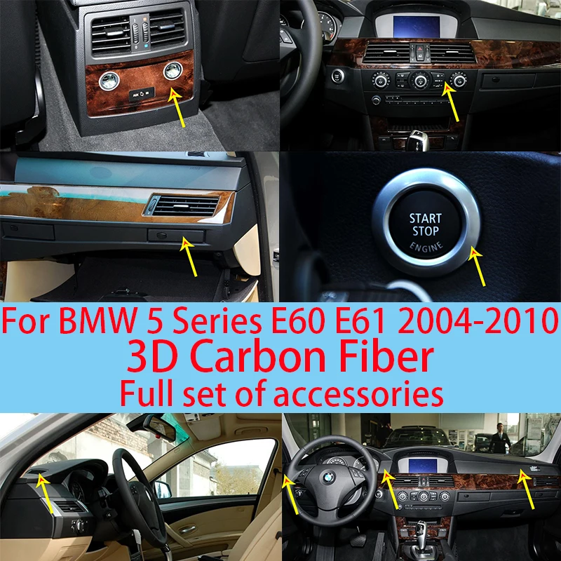 

3D Carbon Fiber Side outlet sticker For BMW 5 series E60 E61 2004-2010 Full Set Car Accessories