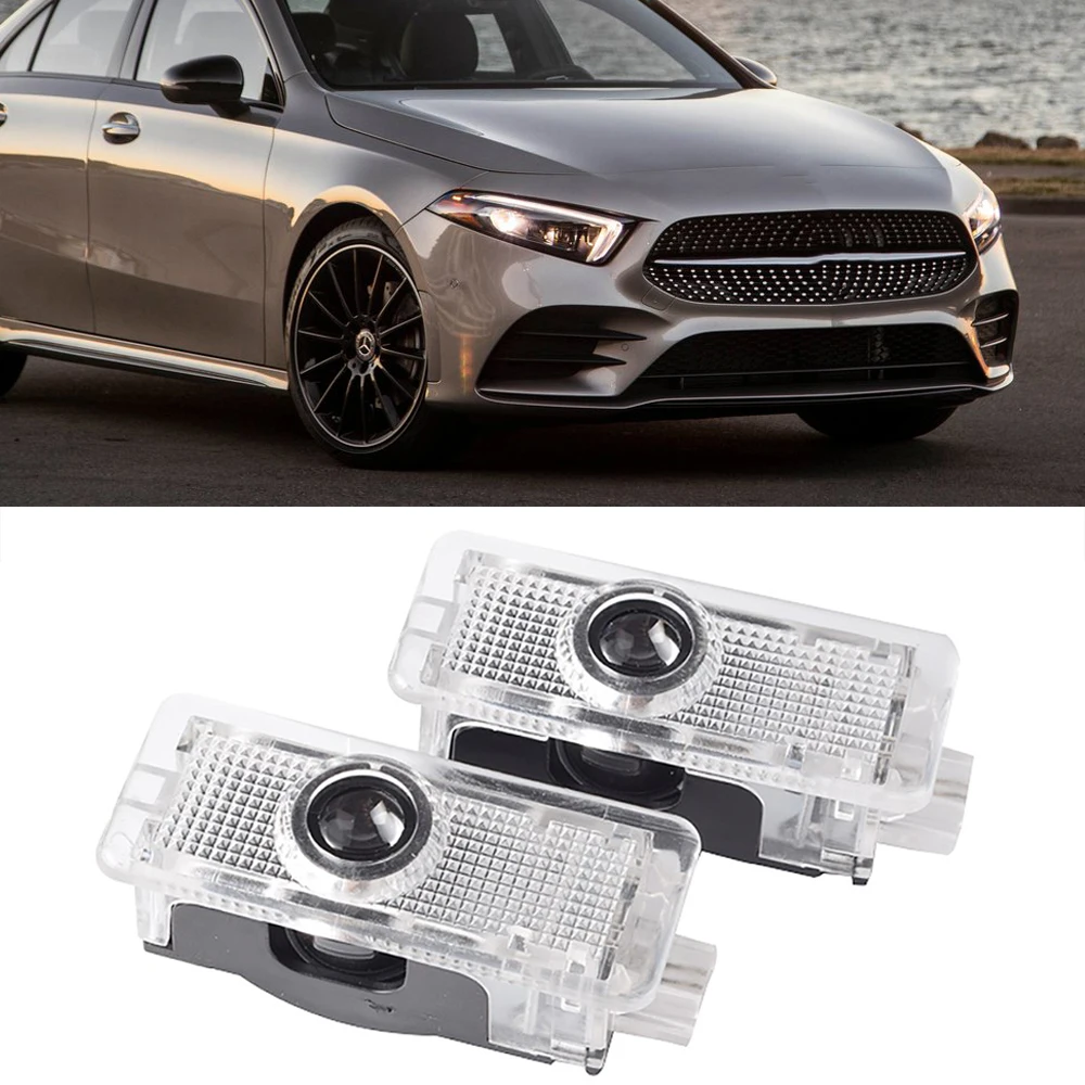 Luz Led de puerta de coche de sombra láser con logotipo automático, para Mercedes Benz CLA CLS C E Class W117 C117 C218 W218 C205 A207 C207 A205, 2 uds.