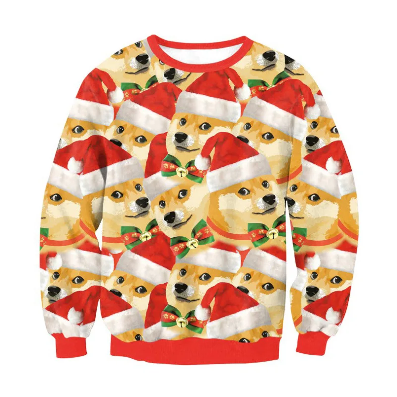 Уродливый Рождественский свитер, забавный свитер для рождественской вечеринки, мужские и женские свитера с длинным рукавом, 3D пуловер Санта Клауса, мужской свитер - Цвет: Picture color