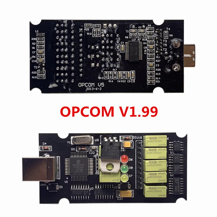 10 шт./лот высокое качество Opcom V1.59 V1.70 V1.95 V1.99 PIC18F458 чип FTDI OBD II OBD2 диагностический инструмент для Op-el Op COM CAN BUS - Цвет: opcom 1.99 Black PCB