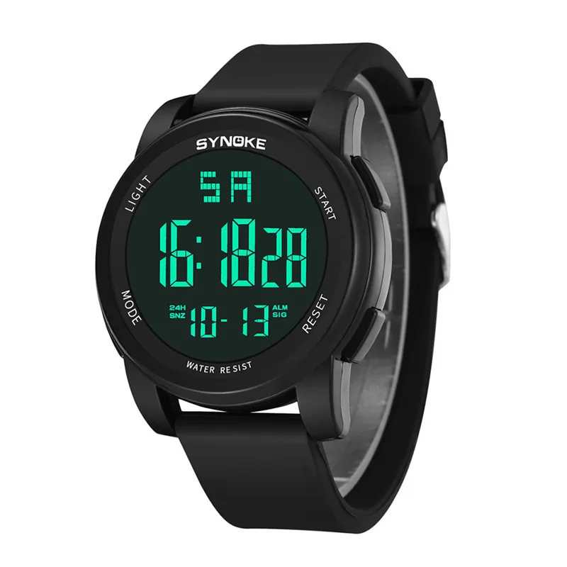 SYNOKE модные спортивные Брендовые мужские цифровые часы с силиконовым ремешком и пряжкой, водонепроницаемые мужские наручные часы montre homme