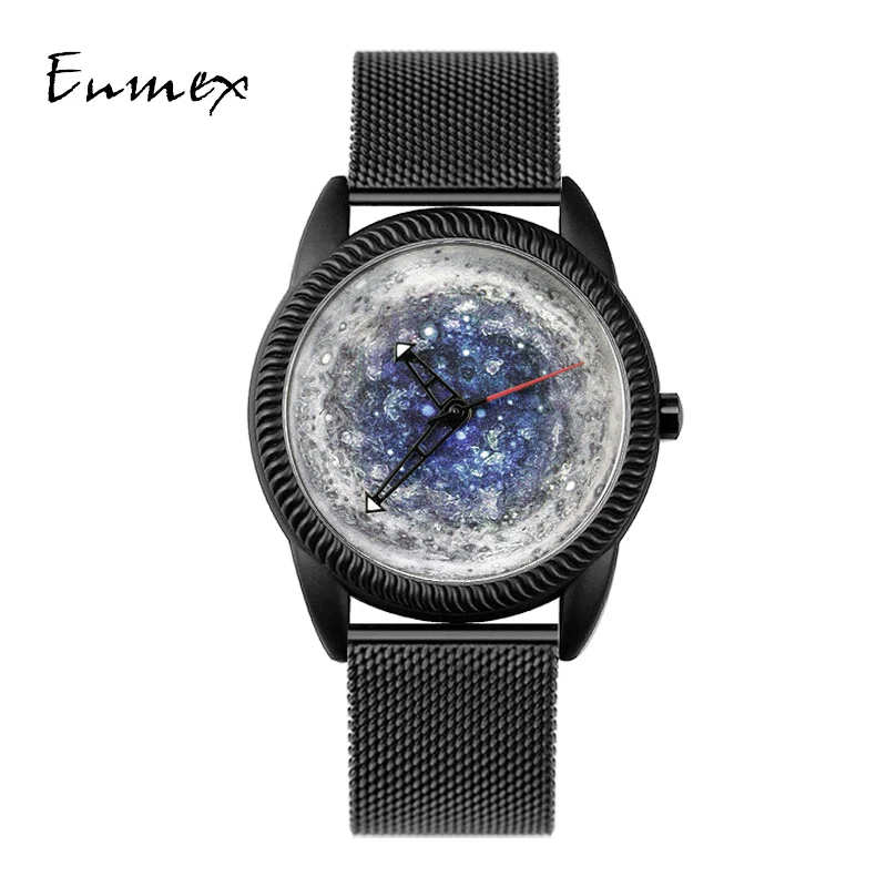 

2023 Enmex creative style 3D printing face wristwatch stainless steel band special Jupiter design Zeus casual quartz watch