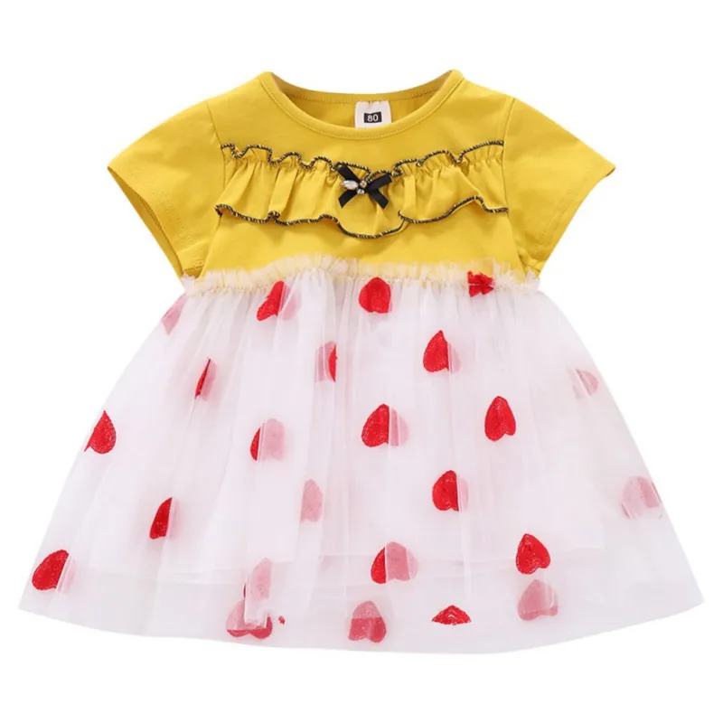 Платье принцессы с короткими рукавами для маленьких девочек; праздничное платье для дня рождения; платье для крещения; фатиновое платье в стиле пэчворк; Infantil Vestido; летняя одежда для новорожденных