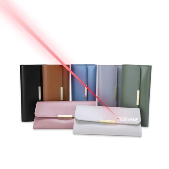 

Free Engraving Your Name PU Leather Wallet Woman Classic Long Style Buckle Money Case Purse Portfolio Hand Wallet