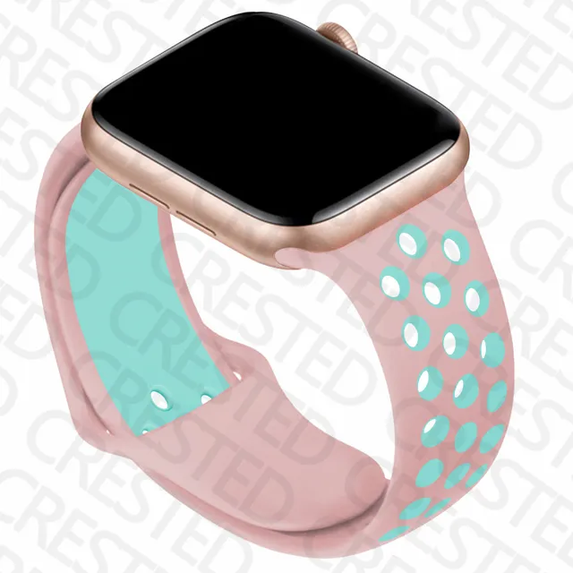 Silicone Strap For Apple Watch band 44mm 40mm iWatch 38mm 42mm Smartwatch watchband Bracelet Apple Watch 6 SE 5 4 3 Accessories rose green 6