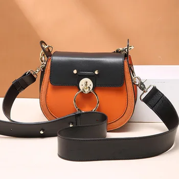 

Cowhide 2019 autumn new western style leather women's bag solid color horse package broadband single shoulder lady bag