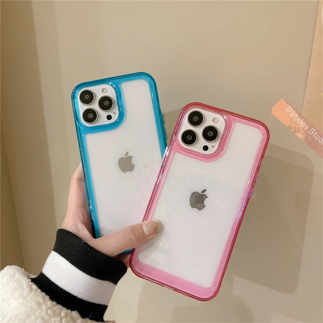 Transparent Shockproof Hard Acrylic Case For iPhone 14 13 12 Mini 11 Pro XS Max X XR 7 8 Plus Soft Silicone Bumper Clear Cover 5