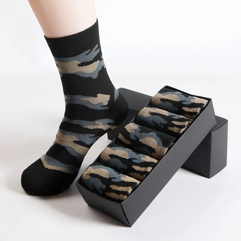 

Autumn And Winter Mid-tube Camouflage Socks Thick Large Size Socks Men's Long-tube Cotton Socks