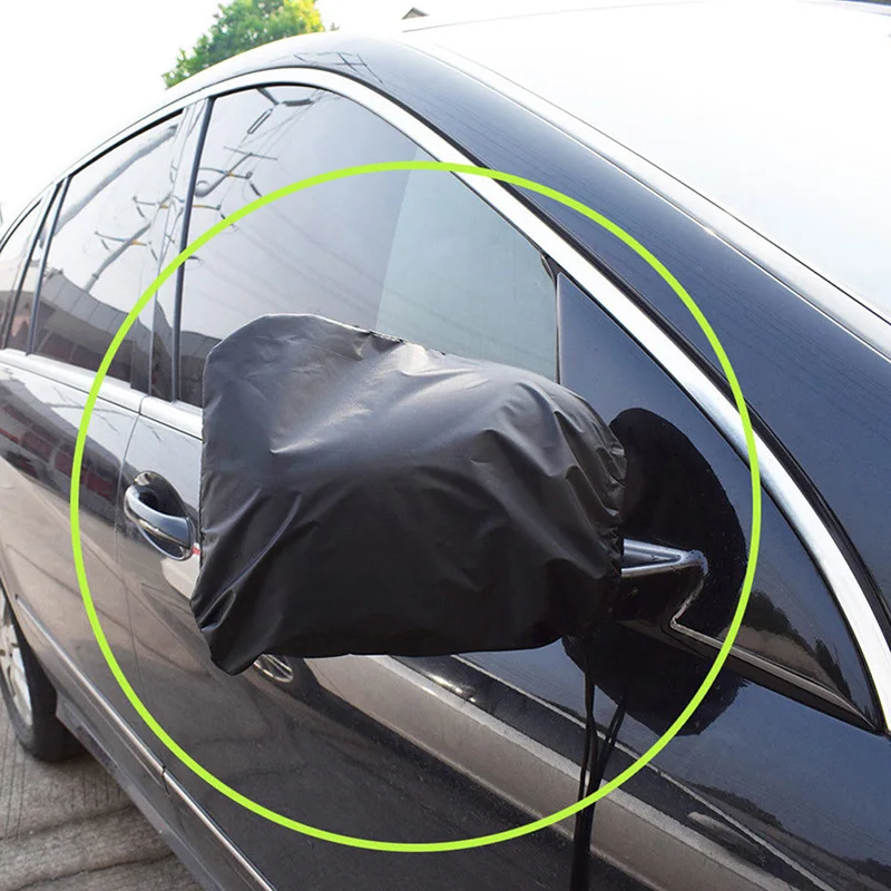 2Pcs Black Auto Car Rear View Side Mirror Frost Guard Snow Ice Winter Waterproof Cover Mirror cover Sun protection snow cloth