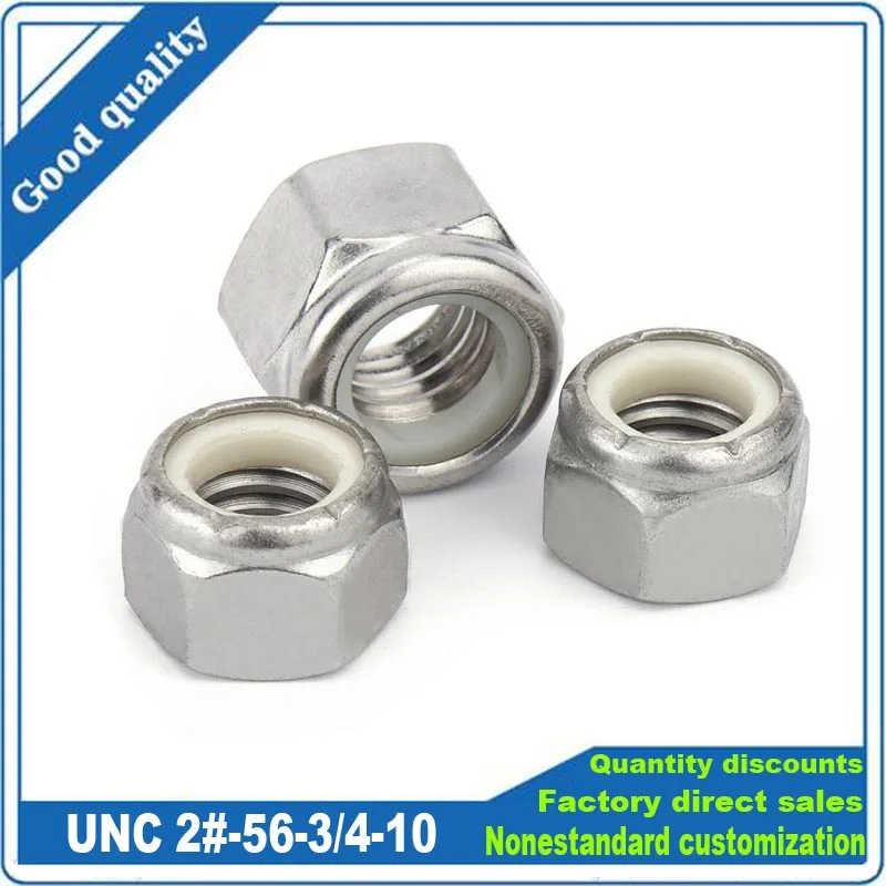 

UNC 2#-56 to 3/4-10 304 A2-70 Stainless Steel UK US Coarse Thread Hex Nylon Insert Lock Nut Hexagon Self-locking Nylock Locknut