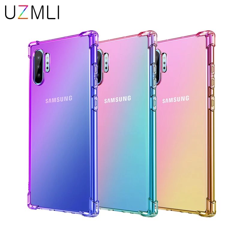 Four Air Corner Gradient Clear Case For Samsung Galaxy Note 20 10 lite 9 8 Plus Soft Cover S20 S11 S10E S10 5G Lite S9 | Мобильные