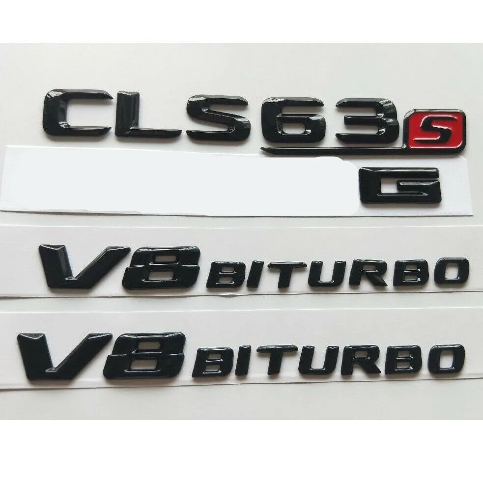 Блестящие черные 3D буквы CLS63s для A M G V8 BITURBO эмблемы X218 C218
