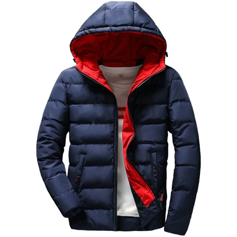 

New Men Winter jacket Parkas thick Down cotton warm hooded Casual coat Mens Solid color slim Windbreaker outerwear clothing 4XL