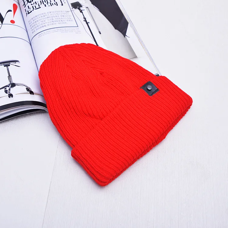 JIAXUN033, новинка, зимние мужские свернутые шапки, вязаные шапки Skullies, женская шапка в горошек, в стиле хип-хоп, лыжная вязаная шапка, шапка Gorras - Цвет: red