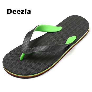 

DEEZLA Men Slippers black Flip flops Summer High Quality Non slip Beach Sandals Flat Comfortable soft Flip Flops Men‘s Sandals