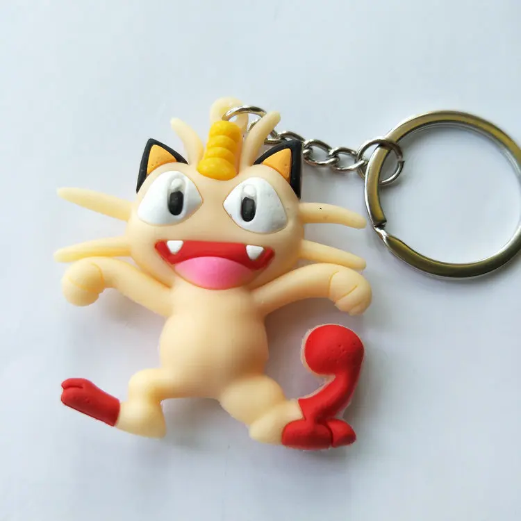 Мультфильм Аниме с покемоном Иви Piplup Mewtwo Meowth Larvitar ПВХ брелок аксессуары Забавные милые персонализированные Дети сувенир llavero
