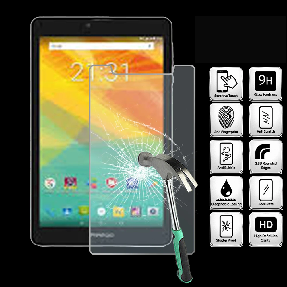 

For Prestigio Muze 3708 3G - 9H Tablet Tempered Glass Screen Protector Cover Explosion-Proof High Quality Screen Film