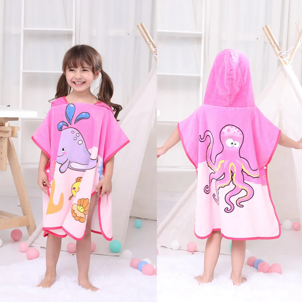 Банный халат с длинными рукавами и капюшоном с изображением животных для мальчиков и девочек, детское спа-полотенце с героями мультфильмов, детский банный халат, детское пляжное полотенце, пижамы, Aug1