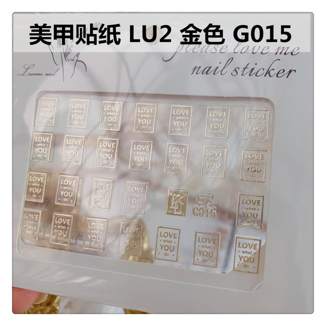 Nail Sticker Decal Patch Bronzing Letter Sticker Light Golden Alphabet Flowers Design for Nail Tattoo LU2 G001-G029
