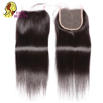 

Facebeauty Human Hair Lace Closure Brazilian Straight Closure 4x4 Swiss Lace Closure Free Middle Part Remy Hair Natural Hairline