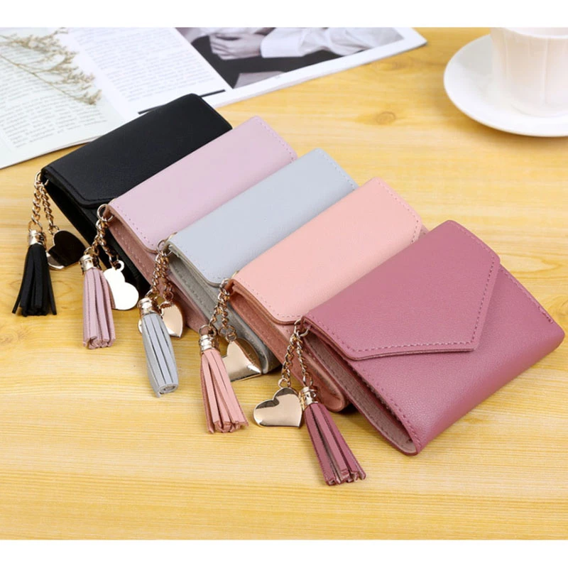 2019 Cartera de estudiante bonita monederos de gran capacidad para mujer tendencia de moda monedero pu carteras de mujer de Color - AliExpress