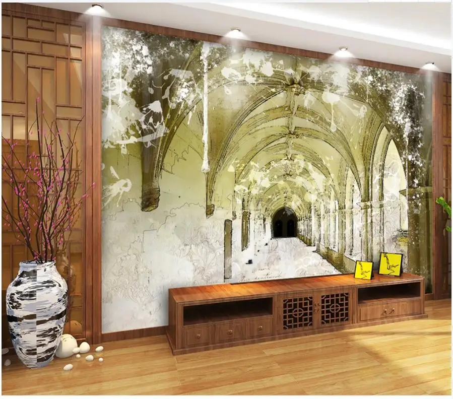 Custom photo wallpaper 3d wall murals Hand painted arch church european tv background papers home decor | Обустройство дома