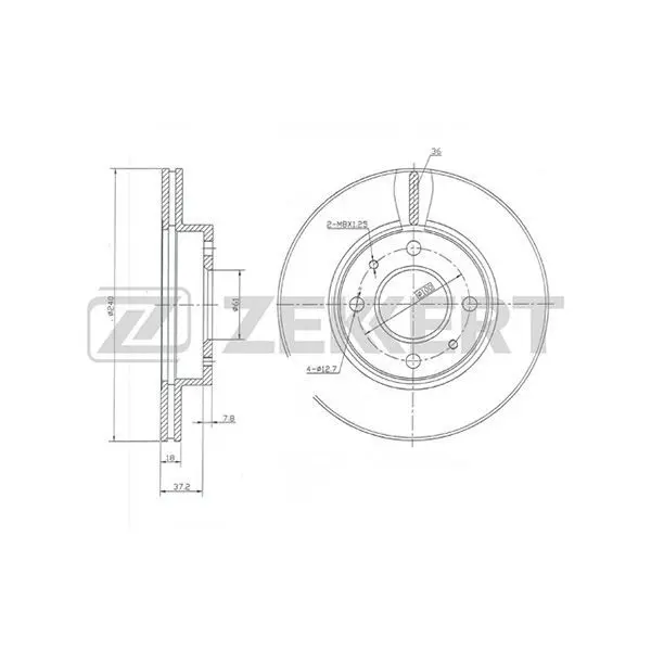 Диск торм. перед. Nissan Sunny(N1_ B1_ Y10) 82 ZEKKERT bs-570