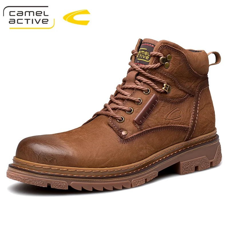 Мужские ботинки с высоким берцем Camel Active коричневые уличные из натуральной кожи в