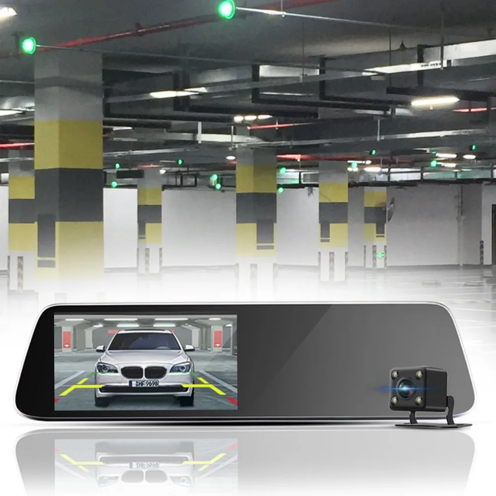 

1080P HD Car Drive Recorder USB TF Card Rear View Mirror Detector Dual Camera With Night Vision Tachograph 5 Million Pixels