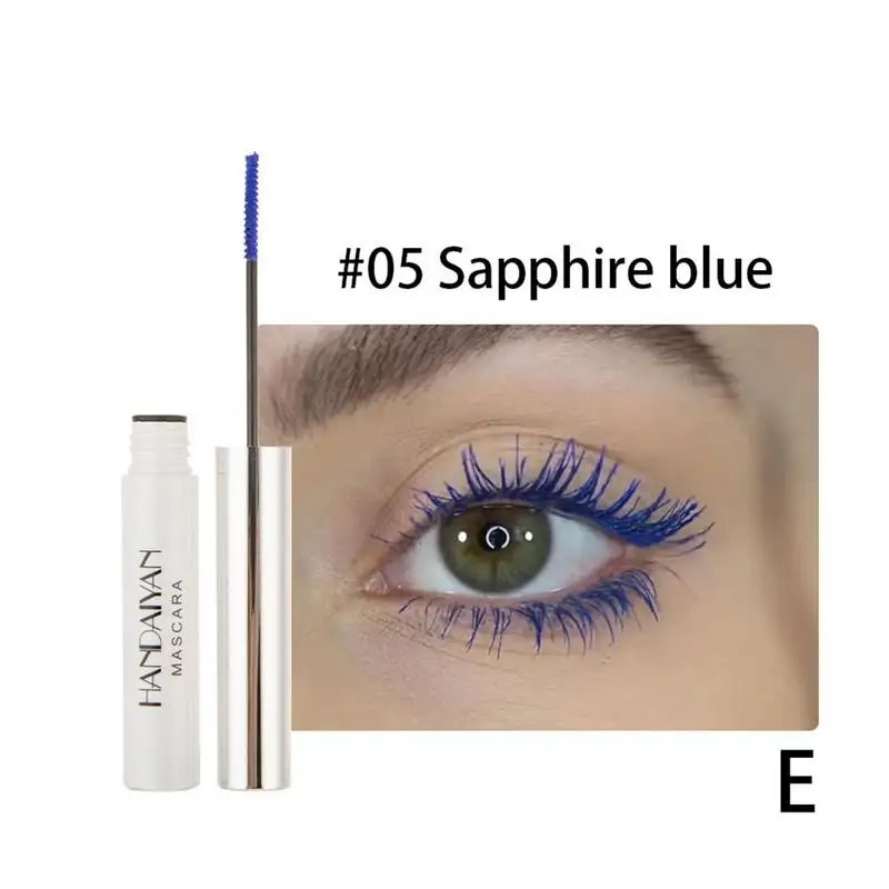 Colorful Mascara Waterproof Eyelashes Curling Lengthening Makeup Blue Green Red Black White Liquid Lash Extensions Mascara Cream - Цвет: sapphire blue