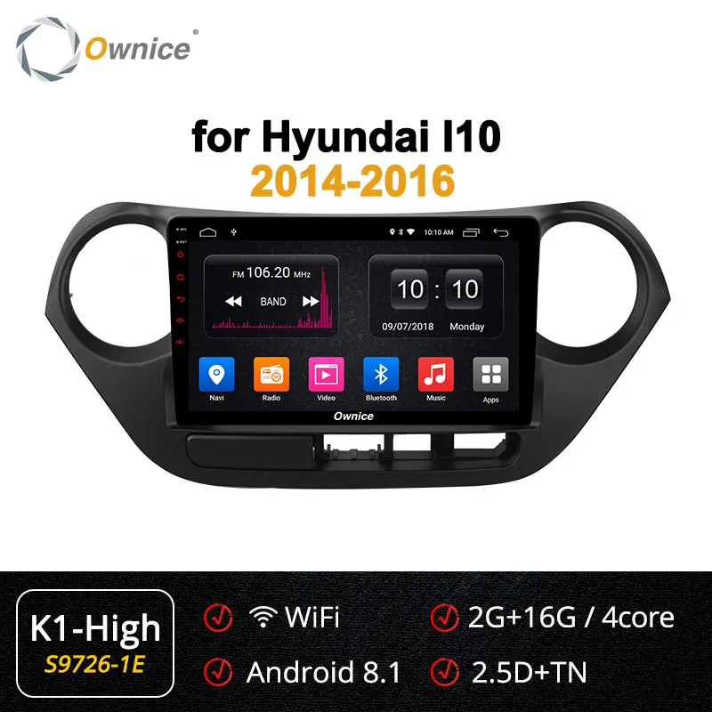 Ownice " Android 9,0 Автомагнитола k3 k5 k6 для HYUNDAI I10 LHD и RHD gps 360 панорама DSP SPDIF Navi плеер - Цвет: S9726-1 K1-High