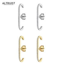 Алтруистские небесные серьги на подтяжках в 925 пробы, Серебряное золото, плетеные серьги-гвоздики с кристаллами, циркониевые женские модные ювелирные изделия