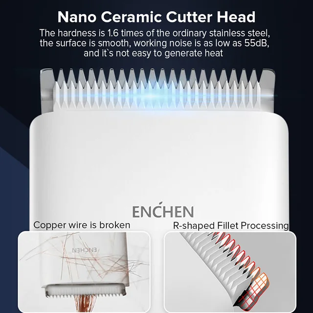 ENCHEN Boost USB Electric Hair Clippers Trimmers For Men Adults Kids Cordless Rechargeable Hair Cutter Machine Professional 3