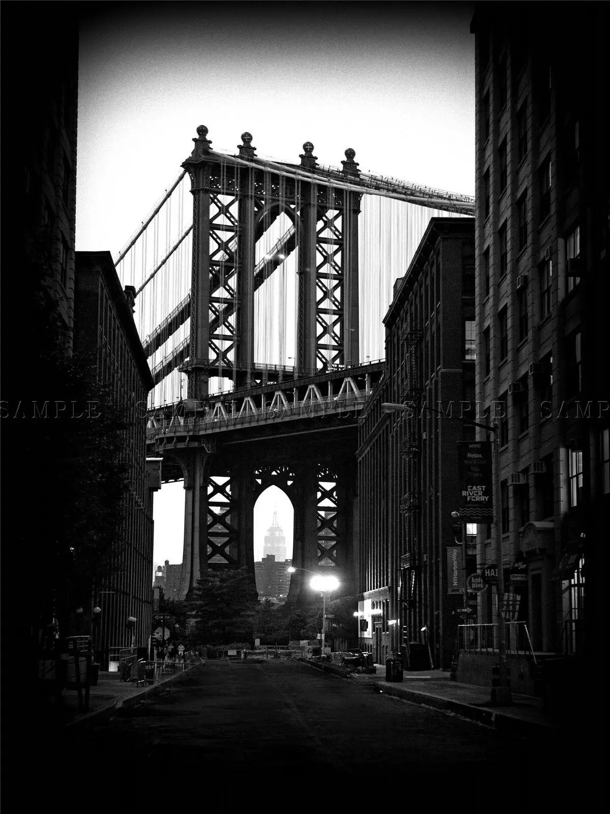 Brooklyn Bridge Black White Architecture Photo Art Film Print Silk Poster Home Wall Decor 24X36 Pollici