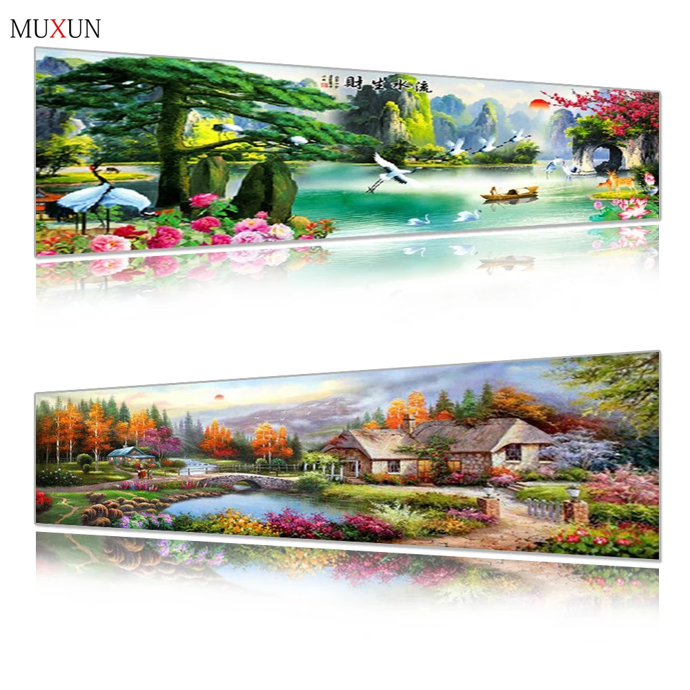 

Full Drill 5D Rhinestone Mosaic Cross Stitch Diamond Embroidery Beautiful Scenery Diamond Painting Wealth Flow Home Decor Lx174