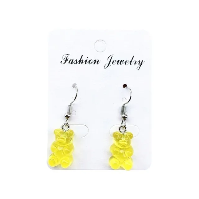 Lovely Gummy Bear Earrings Cartoon Animal Bear Drop Earrings Candy Color Dangle Earring Christmas Earrings For Women Jewelry - Окраска металла: Yellow