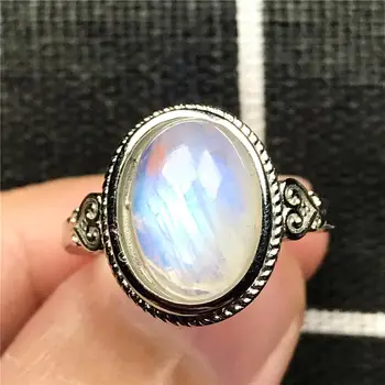 

13x11mm Top Natural Moonstone Beads Ring Jewelry For Woman Lady Man Crystal Oval Strong Blue Light Stone Adjustable Ring AAAAA