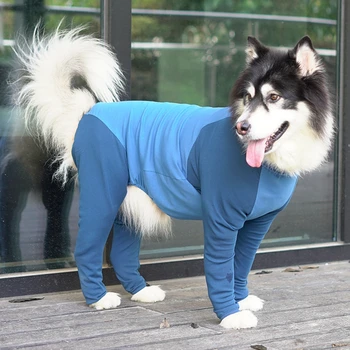 

Pet Dressing Supplies Pet Clothes High Elasticity Anti-Hair Falling Big Dog Four-Legged Jumpsuit Blue/Purple Powder