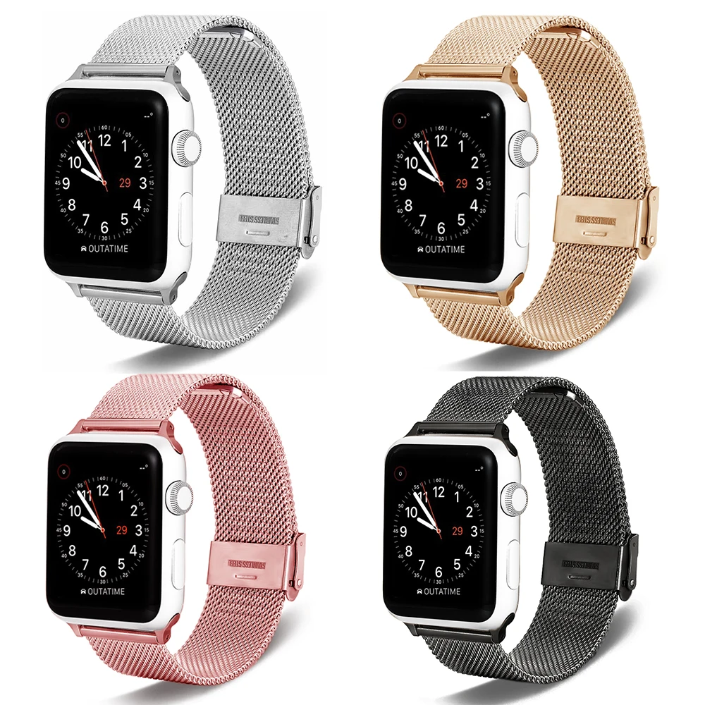 Ремешок Миланская петля для Apple Watch 38 мм 42 40 44 браслет из нержавеющей стали