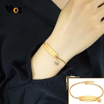 

Vnox Minimalist Women Bracelet Star Charm Chain Bracelet Happy Forever Gold Color Solid Stainless Steel Elegant Party Jewelry