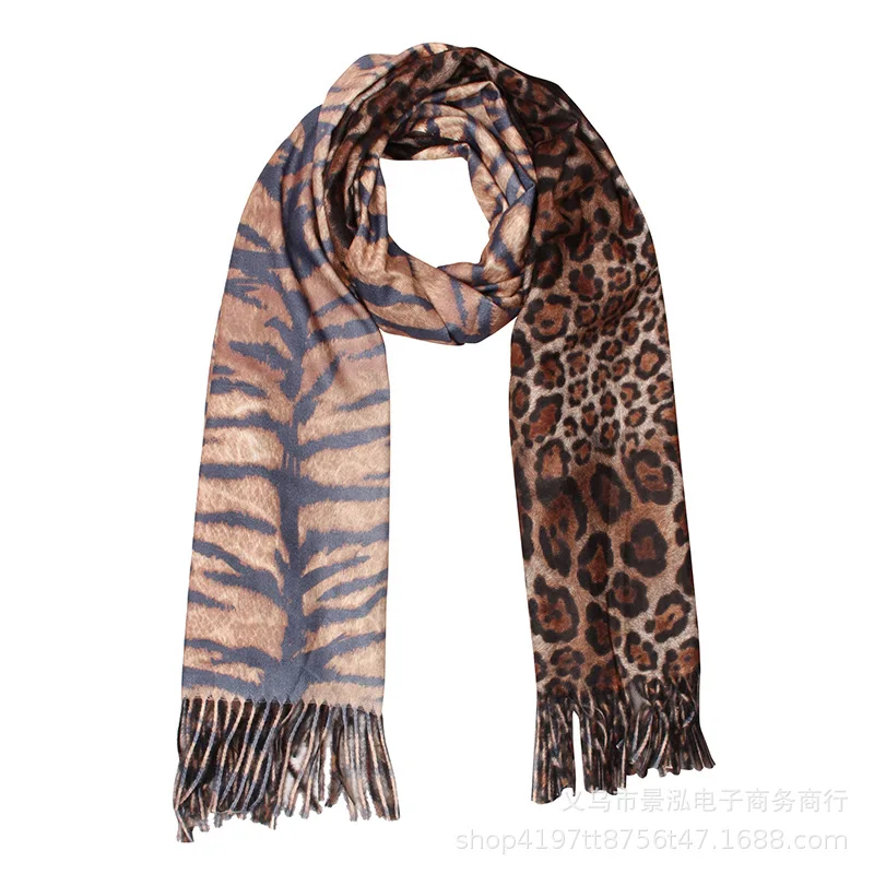

Tiger Pattern Leopord Pattern Double-Sided Animal Line on Both Sides of Pull Short Beard Long Side Pull Shall Short Side Long Sc