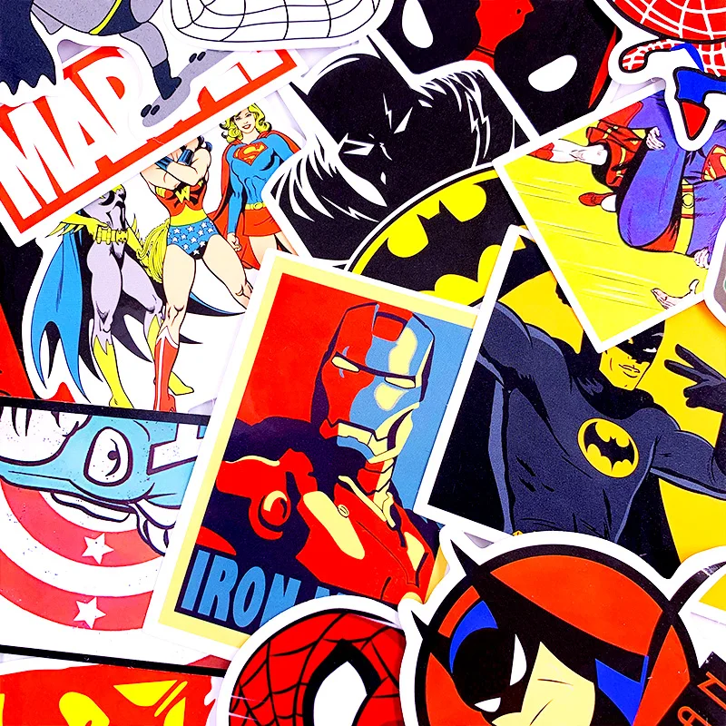 50 наклеек s фильм супер герой для Marvel наклейка "Мстители" мультфильм DIY наклейки JDM багаж мотоцикл ноутбук холодильник велосипед