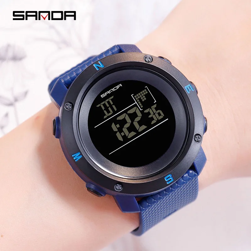 SANDA, модные мужские часы s, водонепроницаемые, для мужчин, для мальчиков, с ЖК-дисплеем, цифровой секундомер, дата, резина, спортивные наручные часы для мужчин, cheetah